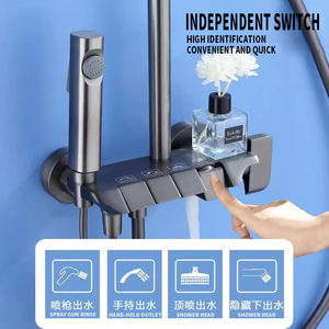 Juego <span class=keywords><strong>de</strong></span> ducha <span class=keywords><strong>de</strong></span> piano <span class=keywords><strong>de</strong></span> baño con patrón <span class=keywords><strong>de</strong></span> chorro y pausa multifuncional, grifo mezclador <span class=keywords><strong>de</strong></span> <span class=keywords><strong>agua</strong></span> fría caliente para apartamento, Villa, ducha <span class=keywords><strong>de</strong></span> <span class=keywords><strong>lluvia</strong></span> - Product Image 4