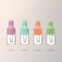 Petites bouteilles compte-gouttes vides en verre transparent avec bouchon coloré pour huile essentielle, sérum, teinture, emballage cosmétique