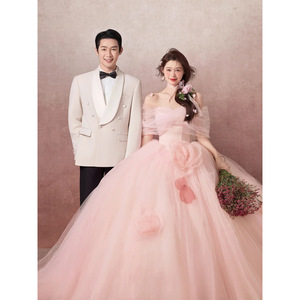 Pink Dreamy Tulle Ball Gown Wedding Dress Sweetheart Neckline Empire Waistline For Photography Studios - Product Image 2