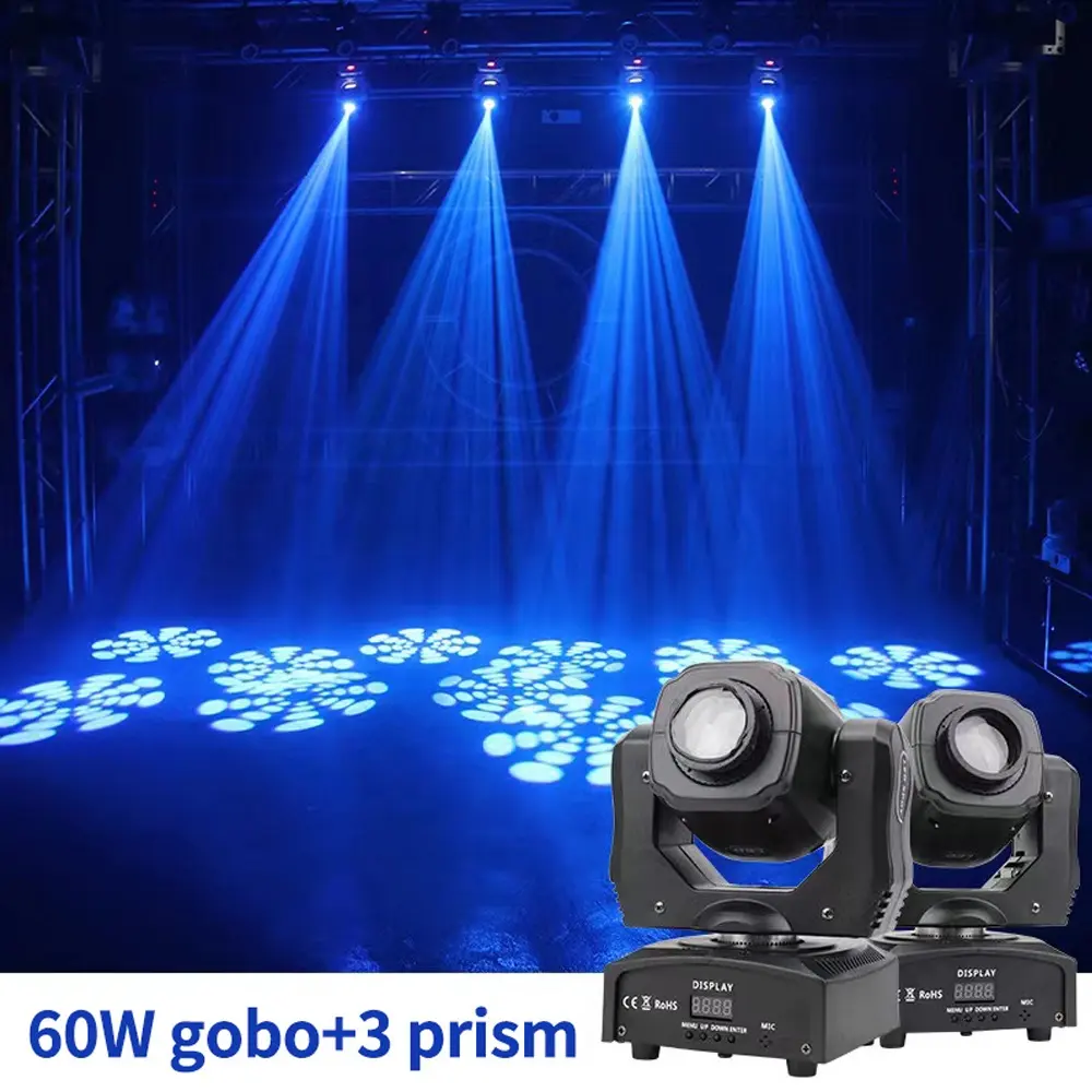 Ht luzes de palco, dj 60w mini feixe de cabeça com anel led 60w rgbw 4 em 1 mini feixe de luz conveniente levar casa festa