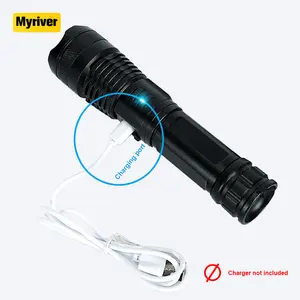 Myriver超强发光二极管手电筒Usb可充电可缩放手电筒Xhp50手灯26650 18650电池闪光灯