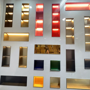 Nouvelle conception 2026, étagère de <span class=keywords><strong>niche</strong></span> de <span class=keywords><strong>douche</strong></span> en acier inoxydable noir, or, bleu, vert, personnalisée, avec éclairage LED - Product Image 1