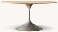 Table de salle à manger ronde en bois massif de luxe, base en forme de tulipe moderne, pour hôtel, villa, projet de mobilier de salle à manger.