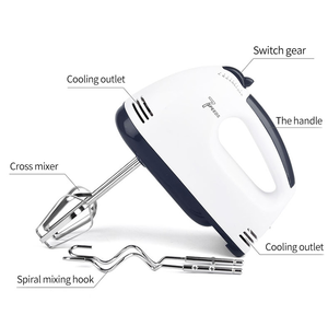 Batidora Eléctrica de Mano Pequeñ<span class=keywords><strong>a</strong></span>, Batidora de Huevos, Batidora de Plástico <span class=keywords><strong>con</strong></span> Botón de Expulsión para Crema, Pastel, Reposterí<span class=keywords><strong>a</strong></span>, Tazón para Mezclar - Product Image 6