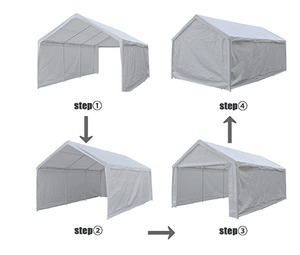 Abri de voiture portable gris imperméable de qualité supérieure, abri de voiture robuste en PVC avec porte enroulable pour le stockage des voitures - Product Image 6
