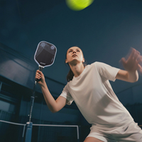 Raquette de pickleball Joysent avec logo personnalisé, sans bordure, Air Dynamic Throat, thermoformée en fibre de carbone, approuvée par l'USAPA
