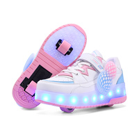 Enfants chaussures à roulettes rétractables en gros baskets de patinage en plein air pour enfants lumière LED clignotant 2 chaussures de roue