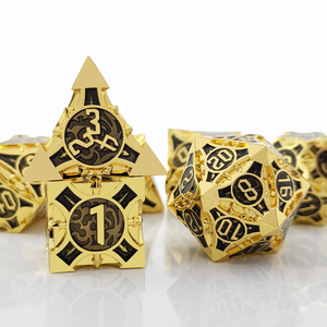 Dés en métal personnalisés en gros pour DND, ensemble de dés carrés D6 <span class=keywords><strong>D12</strong></span> D20, runes affûtées, dragon, ville souterraine, dés de jeu de table - Product Image 2