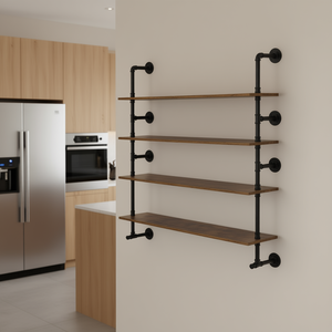 Estante Industrial de Tuberías de 48x9.84 Pulgadas, 3 Niveles, Montado en la Pared, de Madera, para Exhibición, Cocina, Dormitorio, Almacenamiento - Product Image 2