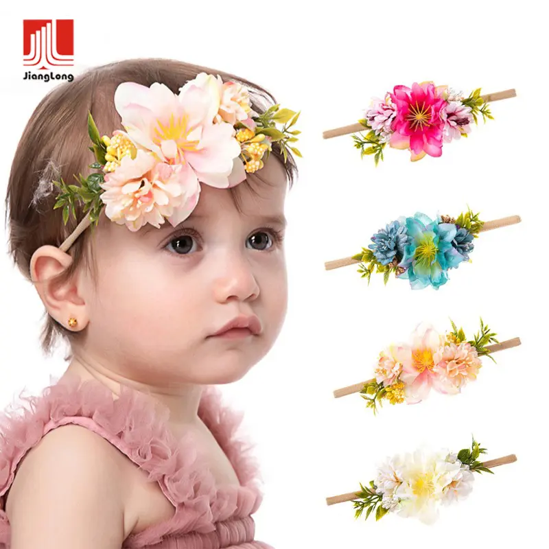 Baby Girl Floral Hair Bands Newborn Toddler Kids Wholesale Elastic Head Wraps Sweet Flower Baby Accessories Headband