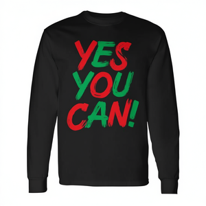 Yes You Can Long Sleeve <b>T</b>-<b>Shirt</b> <b>90s</b> Hip Hop Style Matching Pair - Product Image 2