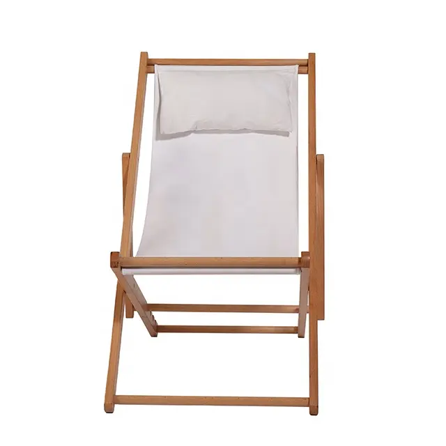 Tragbarer Reises tuhl aus Holz Sling Rec lining Beach Chair