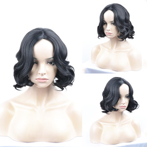 Perruque sur mesure fabriquée à la machine 2025 – Cheveux courts bouclés européens et américains en fibre haute température <span class=keywords><strong>Jiafa</strong></span> pour femme, volumineuse - Product Image 2