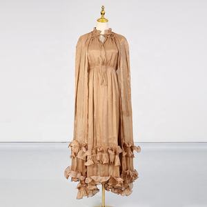 AIMEISI New Fashion Office irregolare unico scialle con bordi a fungo arruffato <span class=keywords><strong>Oversize</strong></span> abito lungo <span class=keywords><strong>abiti</strong></span> musulmani per donna - Product Image 2