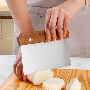 Stainless Steel Wooden Handle <b>Flour</b> Scraper with Measurement Scale for Dough Cutting and <b>Flour</b> Scraping Food Contact Safe - Product Image 2