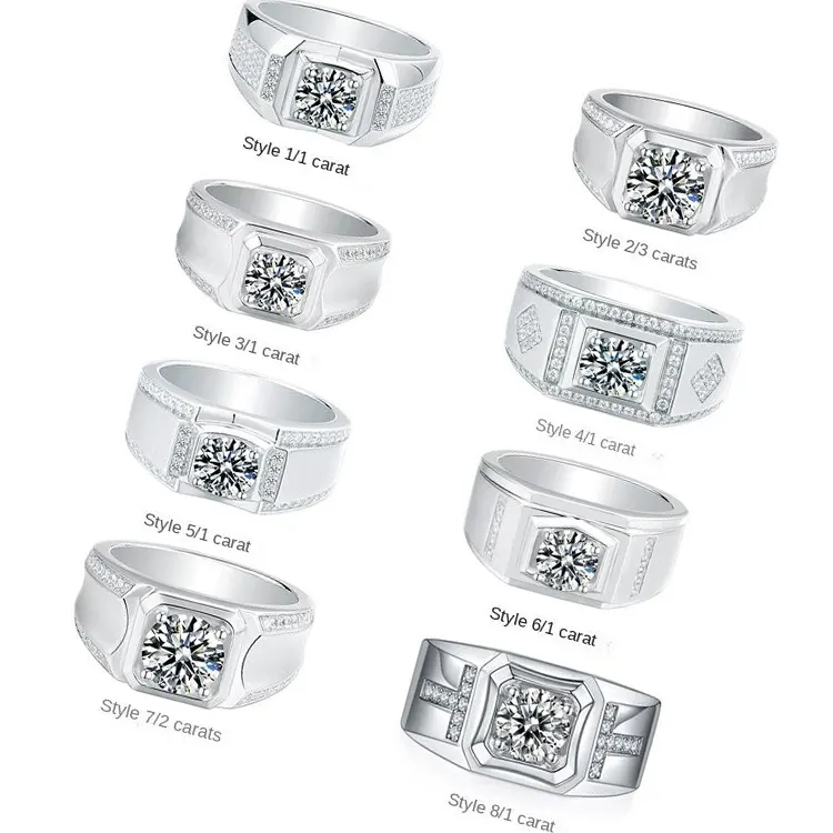 Nombre personalizado Tik Tok transmisión en vivo Venta caliente hombres 925 anillos de plata diamante compromiso boda VVS moissanite anillo