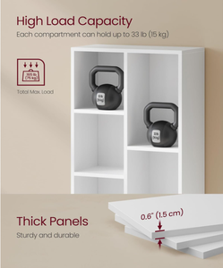 Librería una estantería con 5 compartimentos. Estantes independientes y estantes de almacenamiento cúbicos. Soporte de exhibición de espacio pequeño - Product Image 5