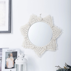 <b>Round</b> <b>Wall</b> <b>Mirror</b> With Macrame Frame Decorative Hanging <b>Mirror</b> For Living Room Entryway Home Decor - Product Image 3