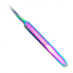 Pince à épiler sourcils courbée DANTRIC IMPLANTS en acier inoxydable, poignée diamant, style moderne, fine, durable, pointe affûtée - Product Image 3