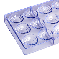 Vente en gros de moules à chocolat en plastique en forme de coquille MRF 18 cavités outils artisanaux pour la décoration de gâteaux