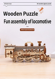 Rompecabezas 3D de Locomotora de Vapor de Madera - Juguete Educativo y de Bricolaje de 101-500 Piezas, Dificultad 3 Estrellas, Decoración Estática para Mayores de 8 Años - Product Image 3