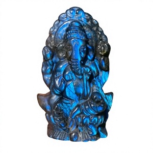 Estatua de Ganesha Tallada en Labradorita Natural con Destello Azul para Decoración, Venta al Por Mayor - Product Image 1