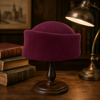 Topi Pramugari A302 100% Wol, Topi Fedora, Topi Pillbox untuk Perjalanan Luar Ruangan dan Acara Formal