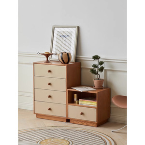 Chest Of Drawers Solid Wood Storage Cabinet Bedroom Dresser With Four Drawers Vintage Style - Product Image 3