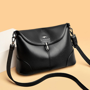 Bolso de mano y hombro para mujer con asa de rejilla, liso, elegante, de verano, con solapa y cierre de broche, estilo casual cruzado - Product Image 3