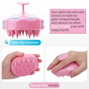 Bán Buôn Cầm Tay Silicone Da Đầu Dầu Gội Massage Bàn Chải Rửa Tắm Tóc Da Đầu Massager Bàn Chải Tắm Tóc Làm Sạch Bàn Chải Lược