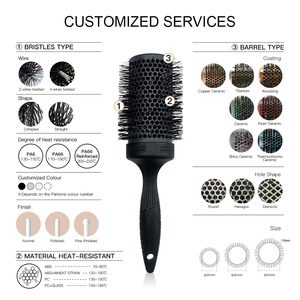 Boar Bristle Ionic Bristle Curler Straightener Comb Round <strong>Brushes</strong> for Hair Professional Hair <strong>Blowdry</strong> Round <strong>Brush</strong> Set - Product Image 3