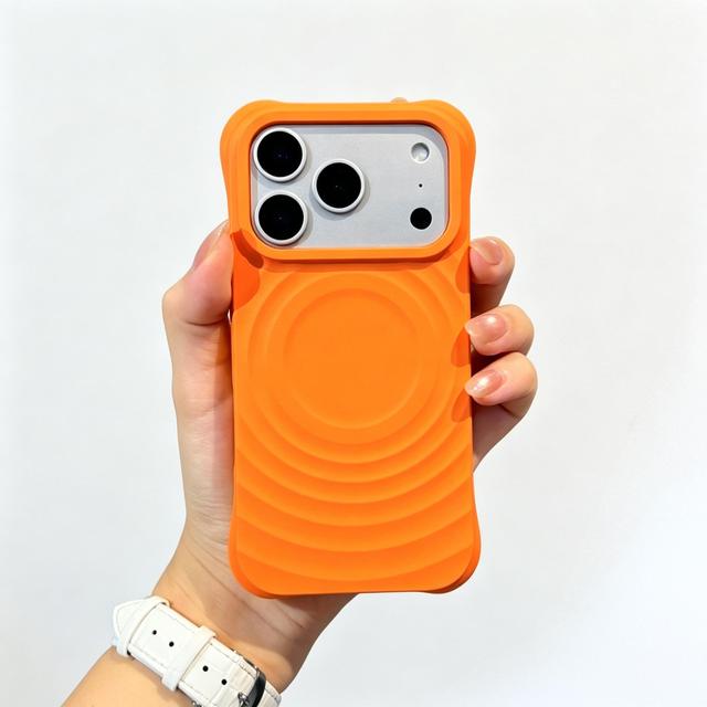 Liquid Silicone Wave Pattern Magnetic Phone Case Shockproof Anti Slip Soft Protective Cover for iPhone 15 16 17 Pro Max