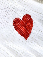 T-shirt ample à sequins blancs avec cœurs rouges, col rond, manches courtes, personnalisé pour la Saint-Valentin, style streetwear