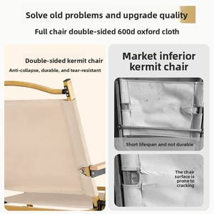 Chaise pliante d'extérieur ultra-légère en alliage d'aluminium, portable, pour <span class=keywords><strong>camping</strong></span> et pique-nique, ensemble de chaises Kermit - Product Image 3