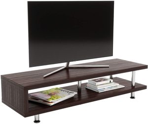 BESTIER Wood Storage TV Console with Steel Frame Hollow Core Entertainment Center TV Stand with 2-Shelf Storage For Living Room