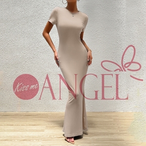 KISS ME ANGEL estate più venduto tinta unita girocollo manica corta lunga elasticizzata attillata temperamento abito <span class=keywords><strong>corto</strong></span> da donna - Product Image 3