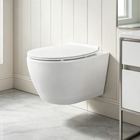 WC suspendu monobloc moderne en céramique, rond, peu encombrant, à chasse d'eau hygiénique, à sortie latérale, avec siphon en P