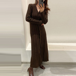Haute qualité femmes Maxi <span class=keywords><strong>robe</strong></span> <span class=keywords><strong>pull</strong></span> automne hiver mince plaine <span class=keywords><strong>pull</strong></span> côtelé cachemire longue cheville chandails torsadés robes - Product Image 3