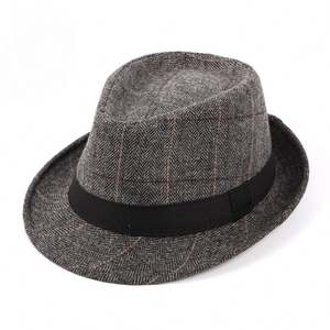 Chapeaux Fedora Classiques à Carreaux Britanniques pour Hommes d'Âge Moyen et Aînés – Nouvelle Collection Automne Hiver 2025 – Vente en Gros - Product Image 1