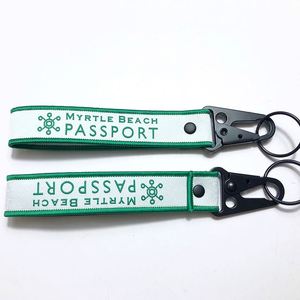 <b>Custom</b> Logo Polyester Woven Fabric Eagle Buckle Motorcycle Keychain Wrist Strap <b>Key</b> Chain Lanyard - Product Image 2