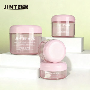 Nouveauté JINTE : Pots ronds en PET vert givré avec couvercle blanc à vis, logo personnalisé pour crème visage et <span class=keywords><strong>baume</strong></span> nettoyant - Product Image 4