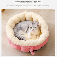 Rundes, warmes Plüsch-Katzenbett, weiches PP-Baumwoll-Haustier-Sofa mit rutschfester Unterseite für Katzen und kleine Hunde