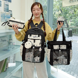 Sac à dos de <span class=keywords><strong>voyage</strong></span> transparent mignon de style japonais unisexe pour collégiens, grande capacité, léger, en polyester - Product Image 3