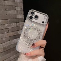 Coque de téléphone en strass en forme de cœur pour iPhone 17 Pro Max, protection de l'appareil photo, design scintillant, compatible avec iPhone 16 Pro, 15 Plus, 14 - Vente en gros
