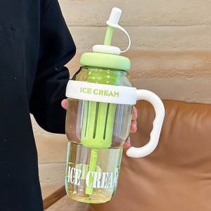 Bouteille d'eau en plastique de 1300 ml avec <span class=keywords><strong>paille</strong></span> <span class=keywords><strong>anti</strong></span>-<span class=keywords><strong>fuite</strong></span>, mignonne et portable, pour le sport - Product Image 6