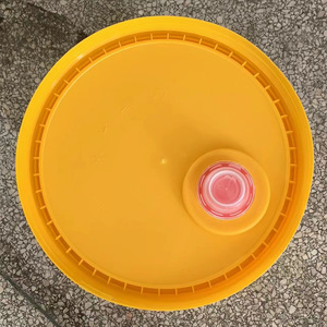 18L screw air compressor oil <b>drum</b>, yellow <b>plastic</b> with iron handle and red oil nozzle cap. Bulk discounts available. - Product Image 4