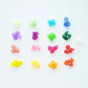 12mm Acrylic Clear Frosted Trumpet Flower Beads Acrylic Multi color 3D Frosted Floral Blade Leaf Beads Making Jewelry Necklace