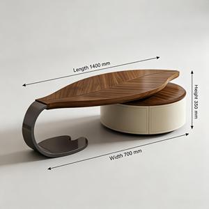 Juego de Mesa de Centro de Madera Sólida Moderna de Alta Gama, Extensible, con Estructura de Acero y Almacenamiento, para Hogar, Oficina, Dormitorio, Sala de Estar - Product Image 4