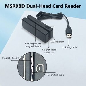 <span class=keywords><strong>Lecteur</strong></span> de cartes magnétique double tête à double face avec buzzer, mini <span class=keywords><strong>lecteur</strong></span> de cartes magnétiques MSR98D, <span class=keywords><strong>prix</strong></span> usine FUWEI - Product Image 3