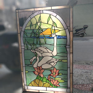 Panneau de vitrail Tiffany en verre massif de 50*80 CM, épaisseur 5mm, motif oie personnalisé, pour salle à manger, à suspendre, pour la lumière du soleil, vente en gros - Product Image 3